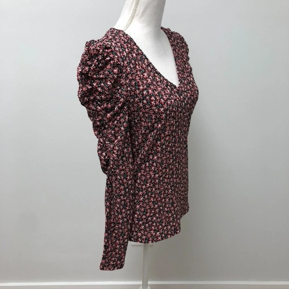 Loft Floral Puff Sleeve Top Womens Small Garden Coquette Dainty Cottagecore Boho